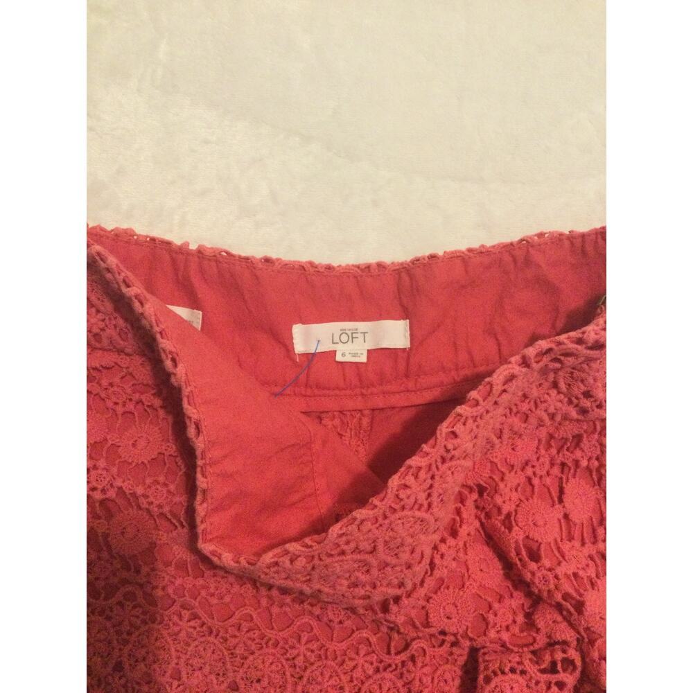 Ann Taylor Loft Pink Lace Tiered Side Zip Riviera Shorts Womens Size 6 - Picture 7 of 9